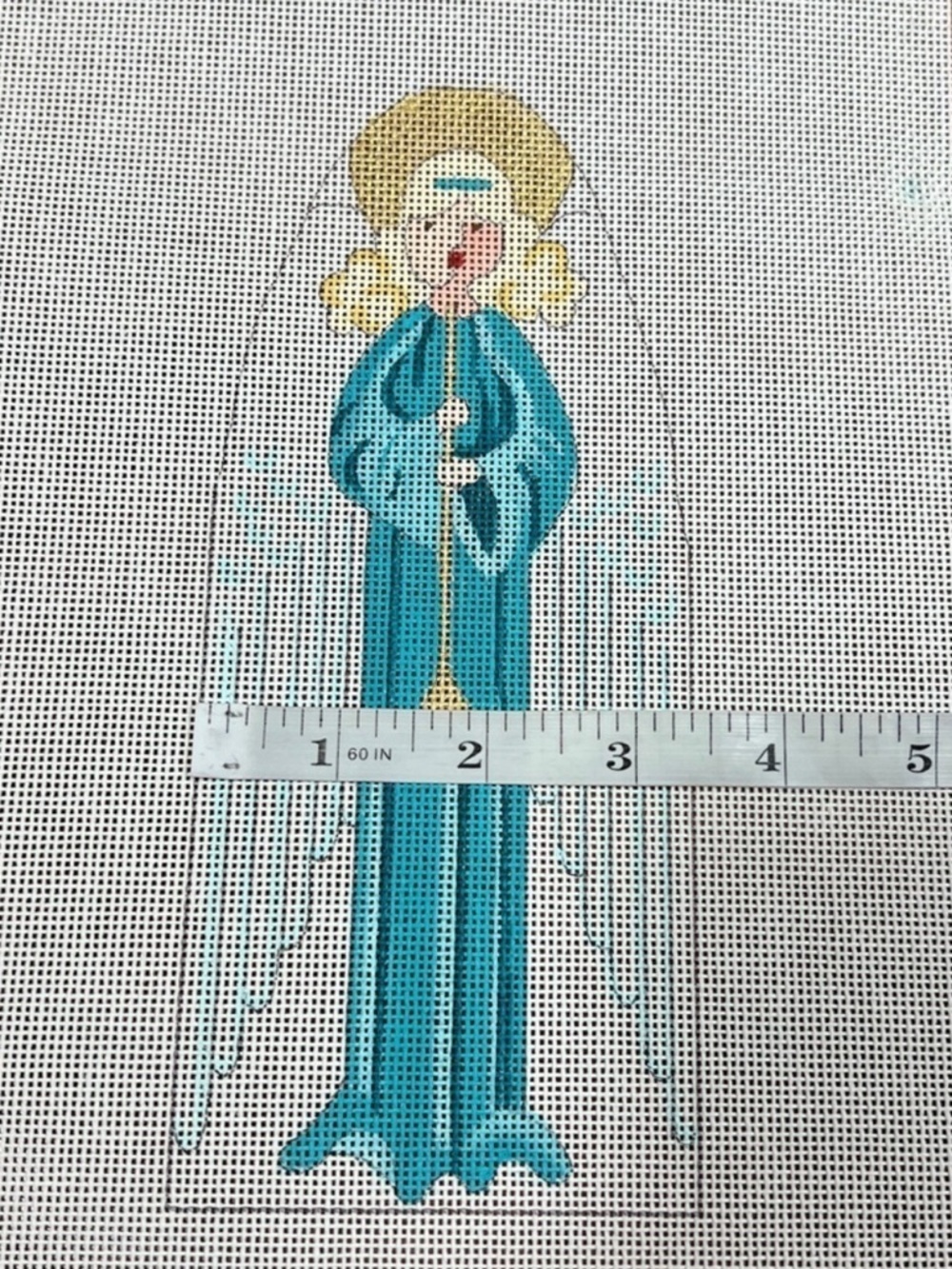 Angel needlepoint canvas 18 mesh nativity scene standup Nashville needlepoint